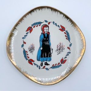 Vintage Amish Plate Dish Pennsylvania Dutch Collectible Wall Souvenir